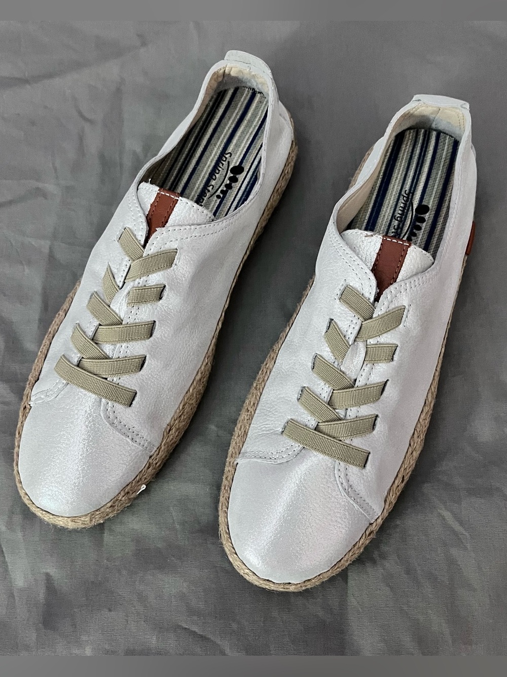 Spring Step Eloya Silver Metallic Leather Espadrille Sneakers EU 39 US 8.5